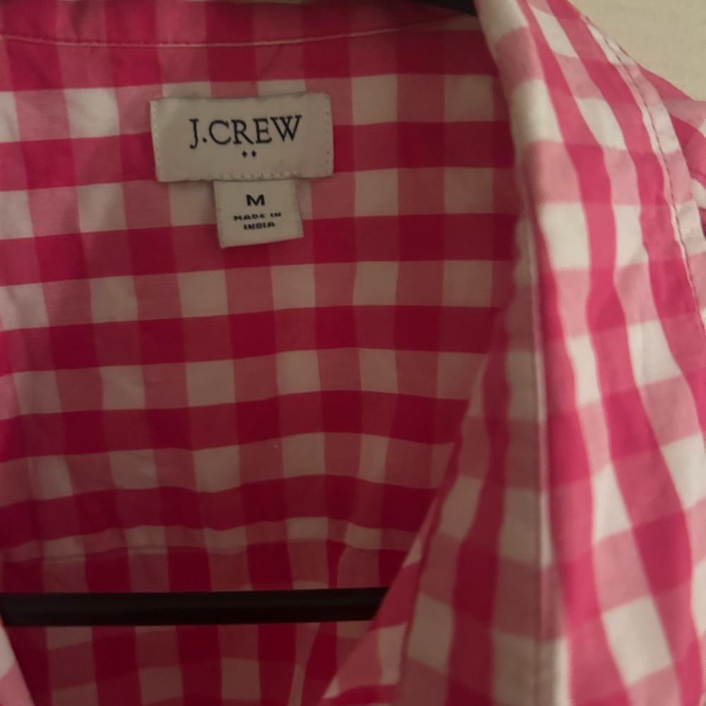 J. Crew Pink and White Gingham Sleeveless Button-Down Shirt - Picture 2 of 2